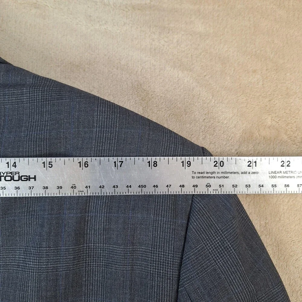 Brooks Brothers 346 Suit Jacket Mens 44 Gray Plaid Wool Double Vent 2 Btn